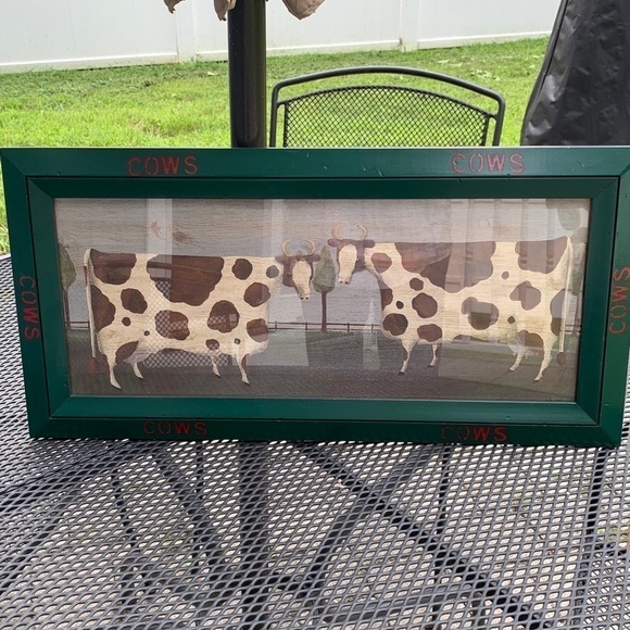 The Uttermost Company || Vintage Wood Framed Art Cow Steer 24” x 12” #8892 - Picture 1 of 13